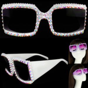 SPARKLING RHINESTONE SQUARE SUNGLASSES